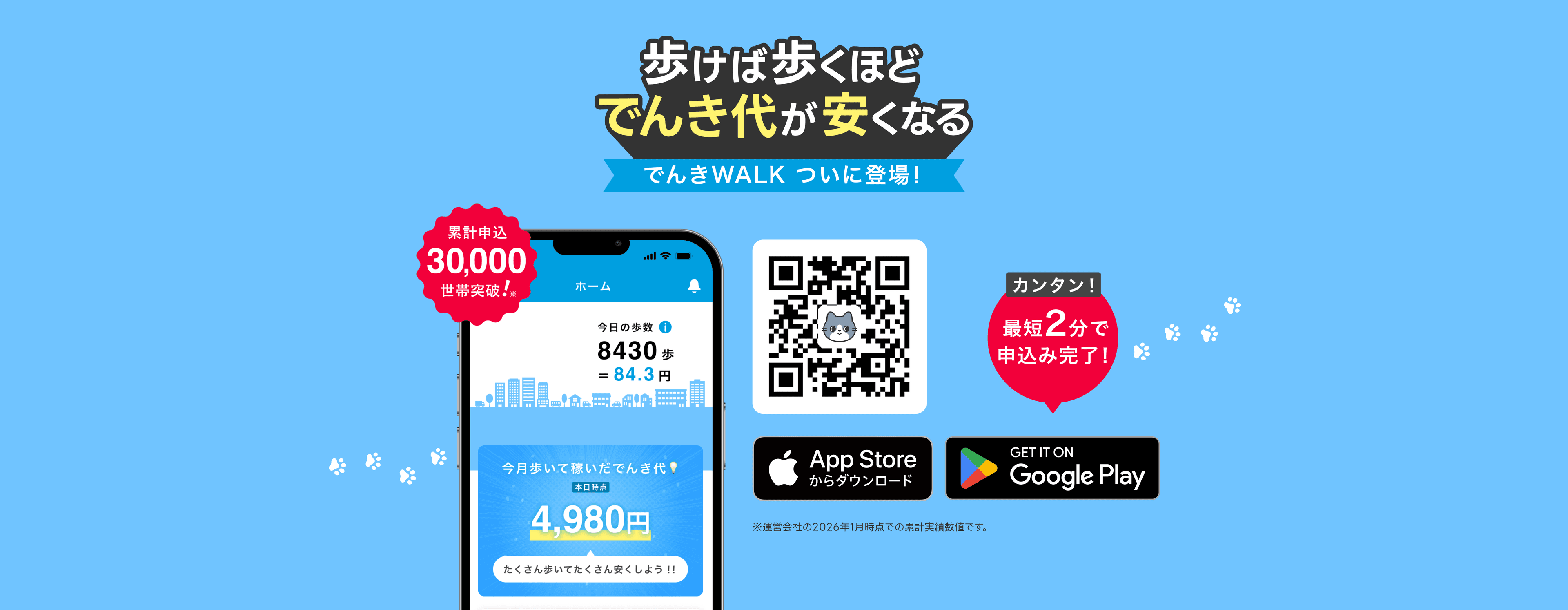 歩けば歩くほどでんき代が安くなる！毎日じゃんけんでんき登場！
